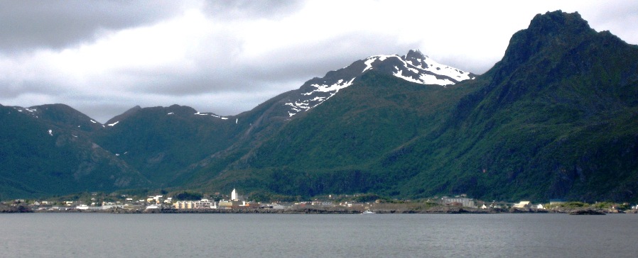 Svolvaer with mountains